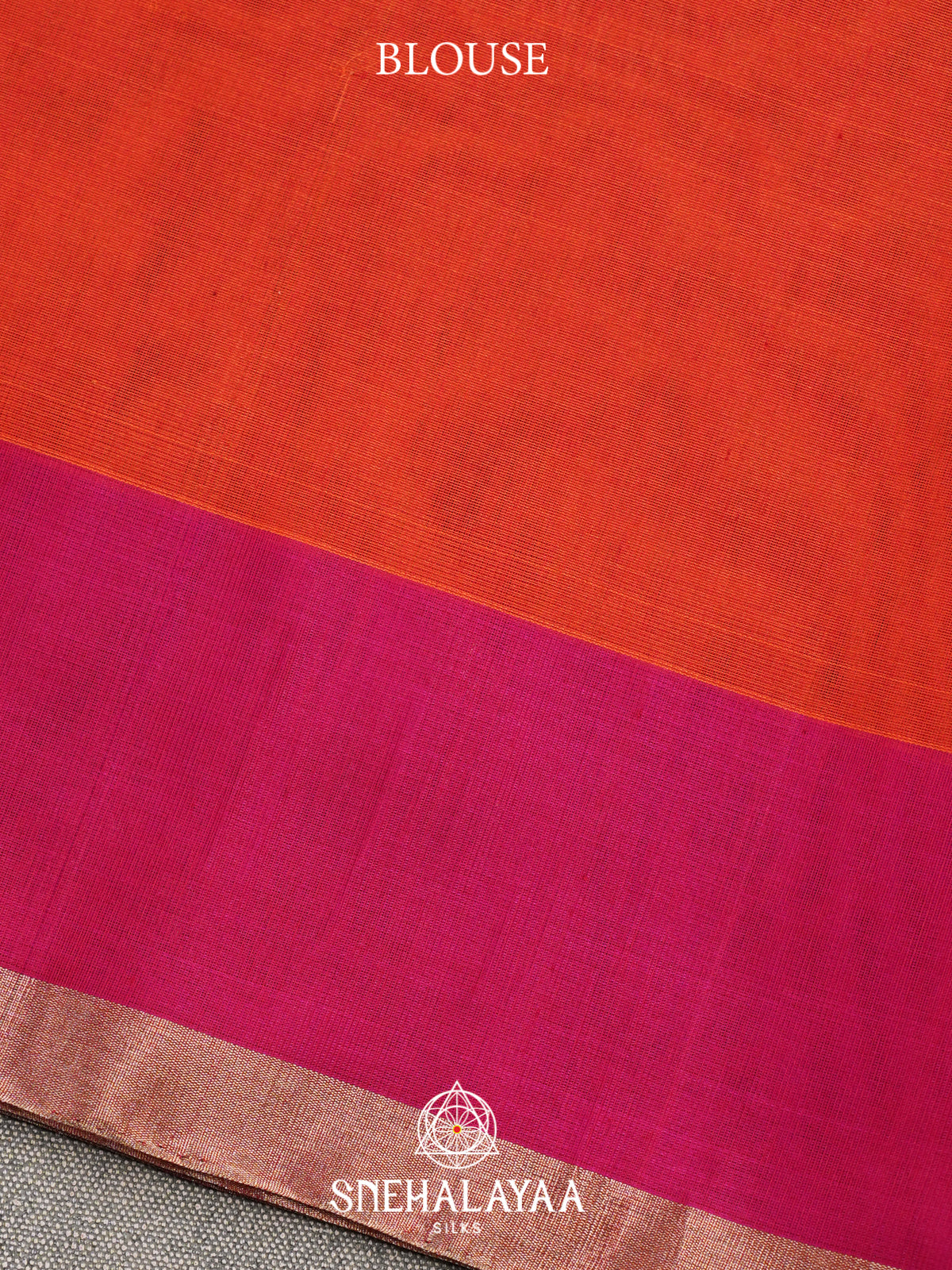 Coral Orange Kora Silk Cotton Saree