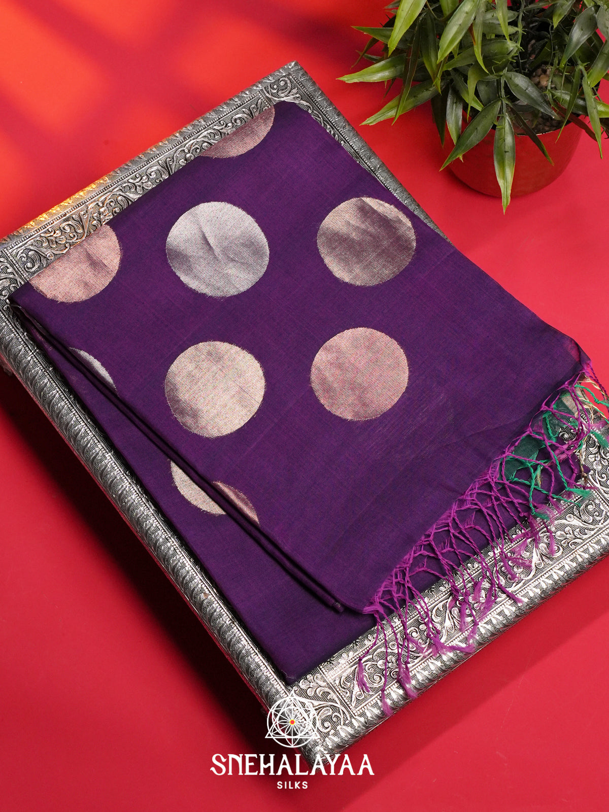 Purple Kora Silk Cotton Saree