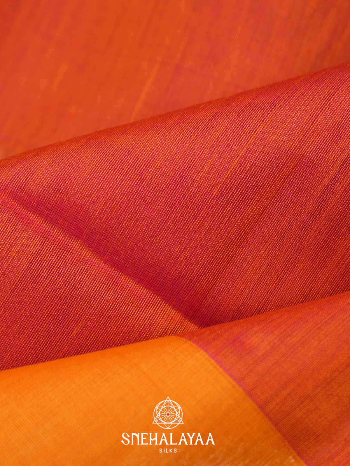 Orange Kora Silk Cotton Saree