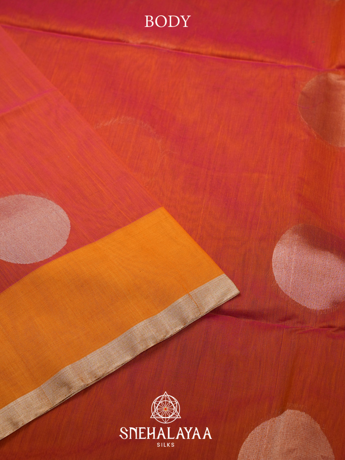 Orange Kora Silk Cotton Saree