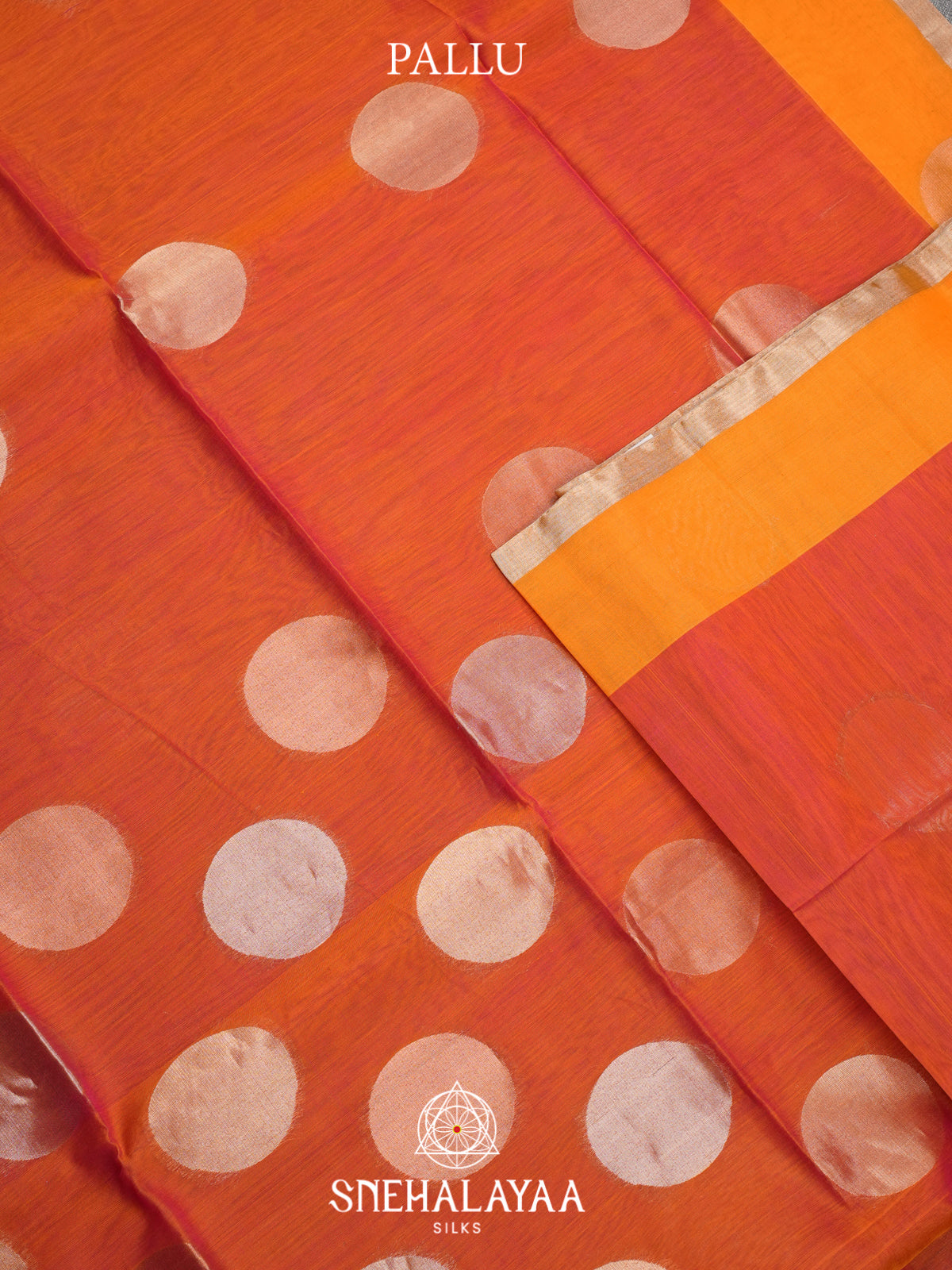 Orange Kora Silk Cotton Saree
