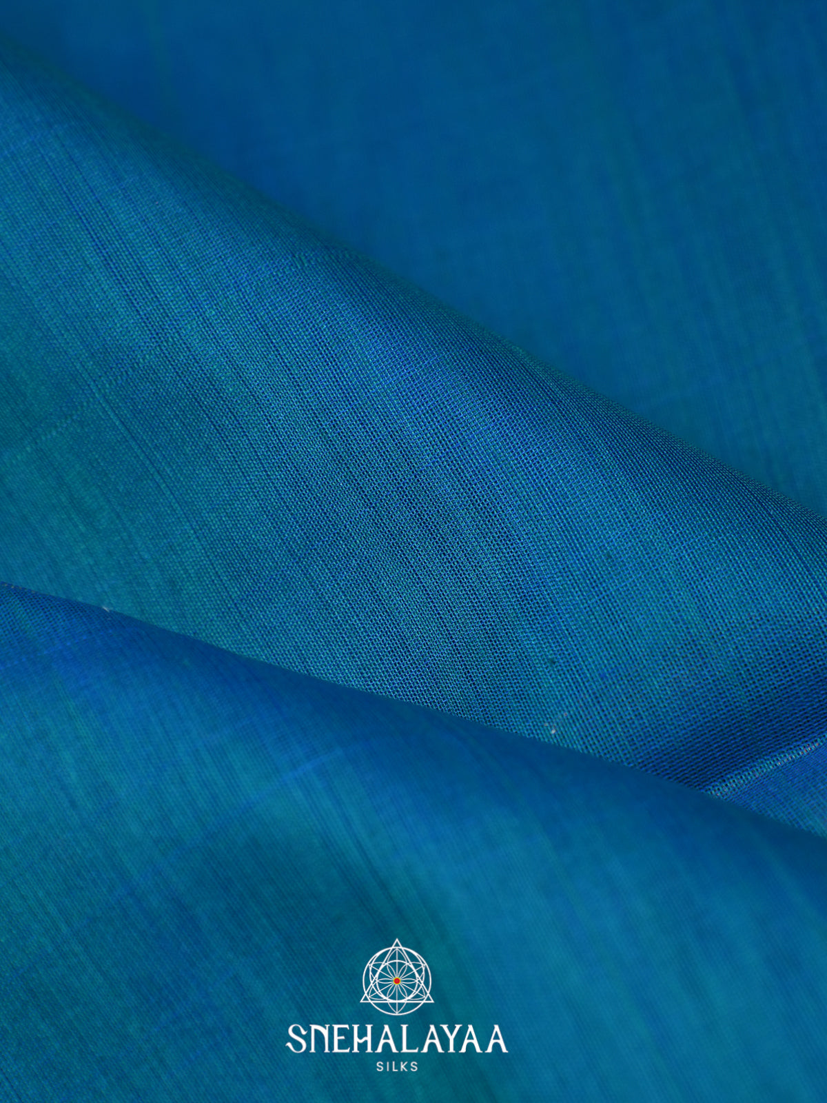 Peacock Blue Kora Silk Cotton Saree