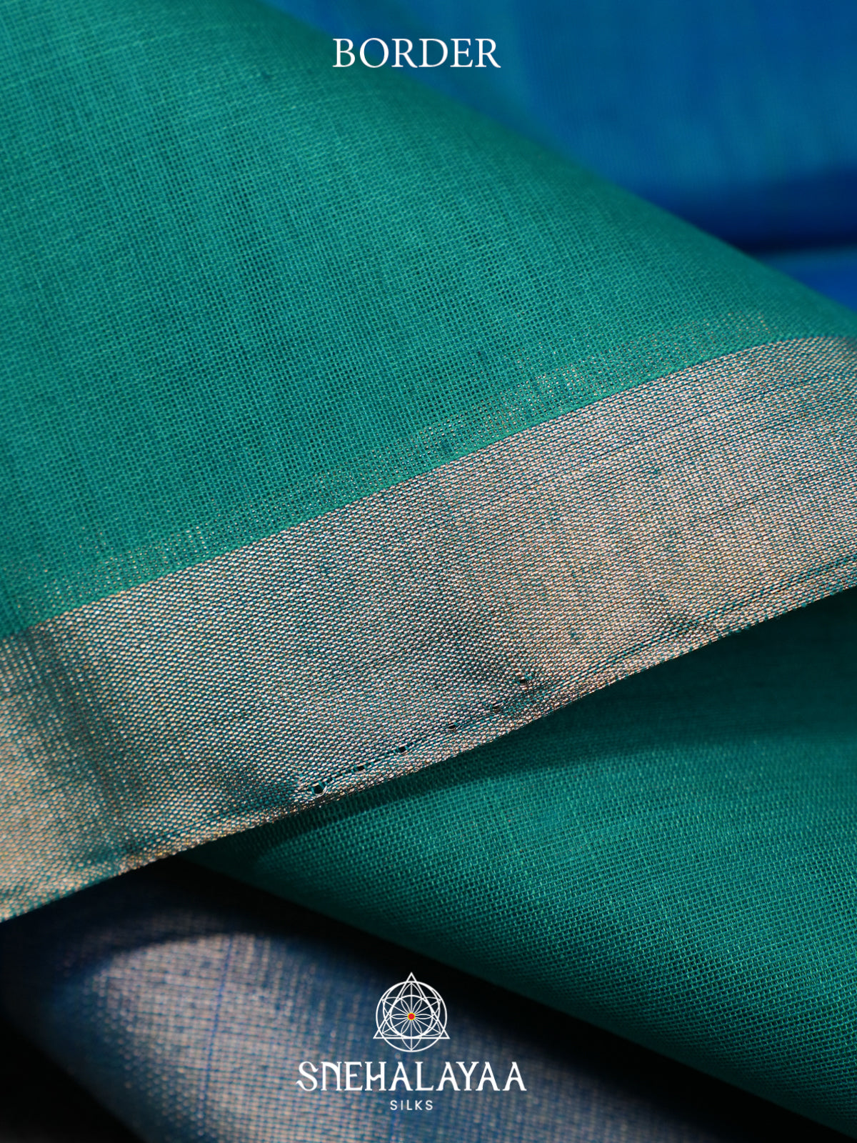Peacock Blue Kora Silk Cotton Saree