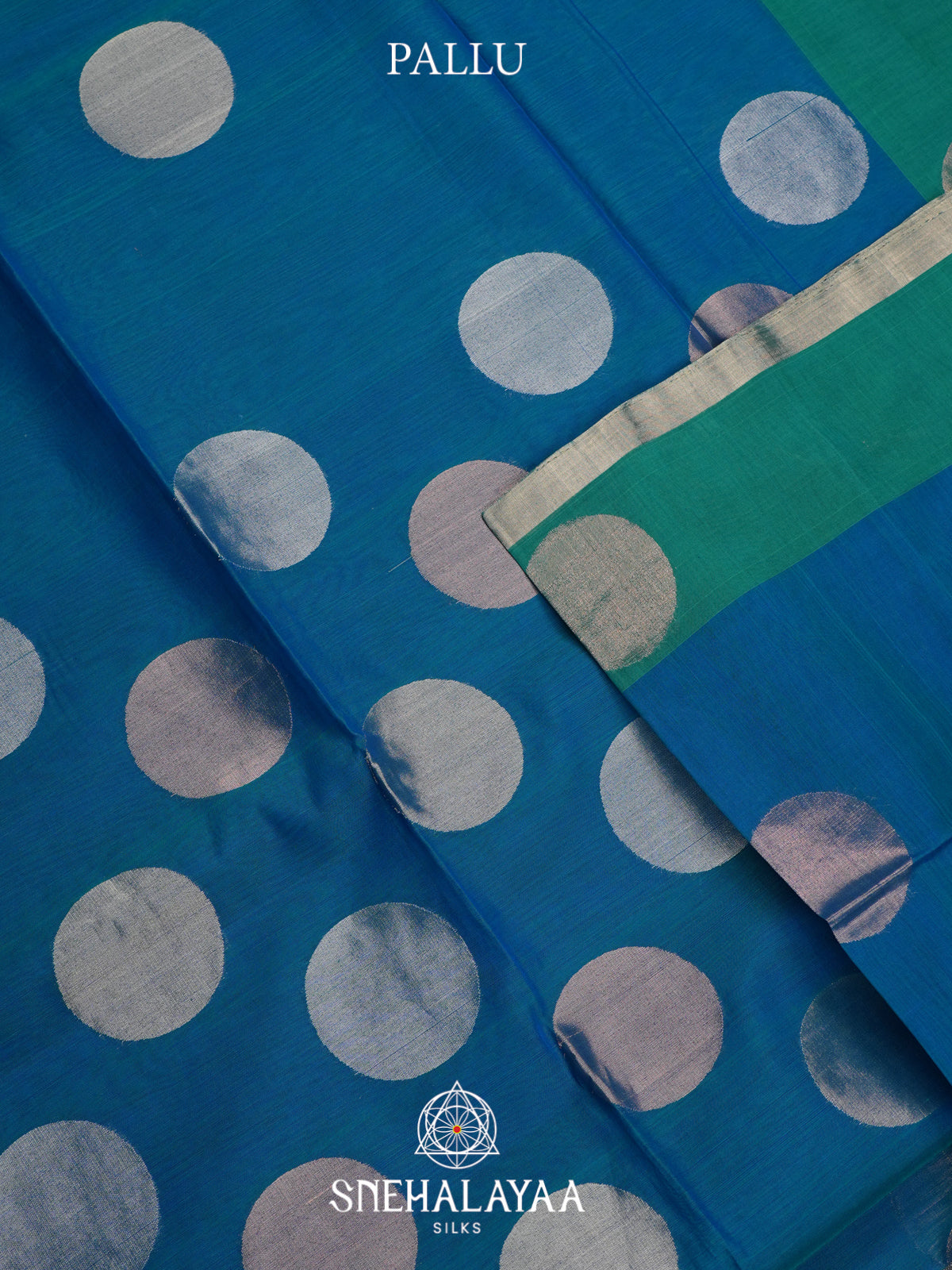 Peacock Blue Kora Silk Cotton Saree
