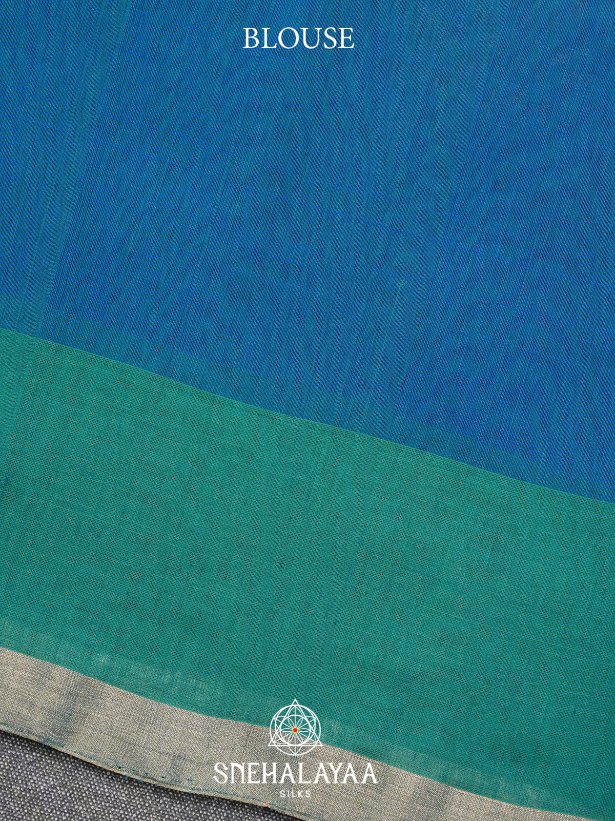 Peacock Blue Kora Silk Cotton Saree