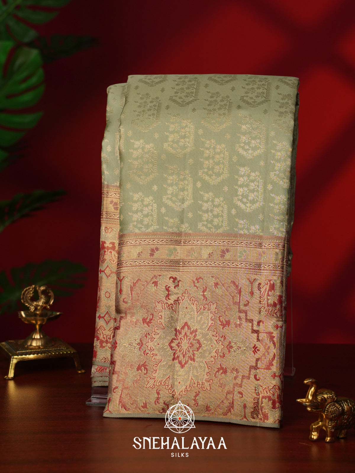 Sage Green Kanjivaram Silk Saree