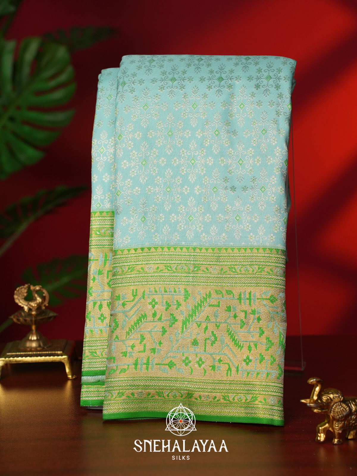 Mint Blue Kanjivaram Silk Saree