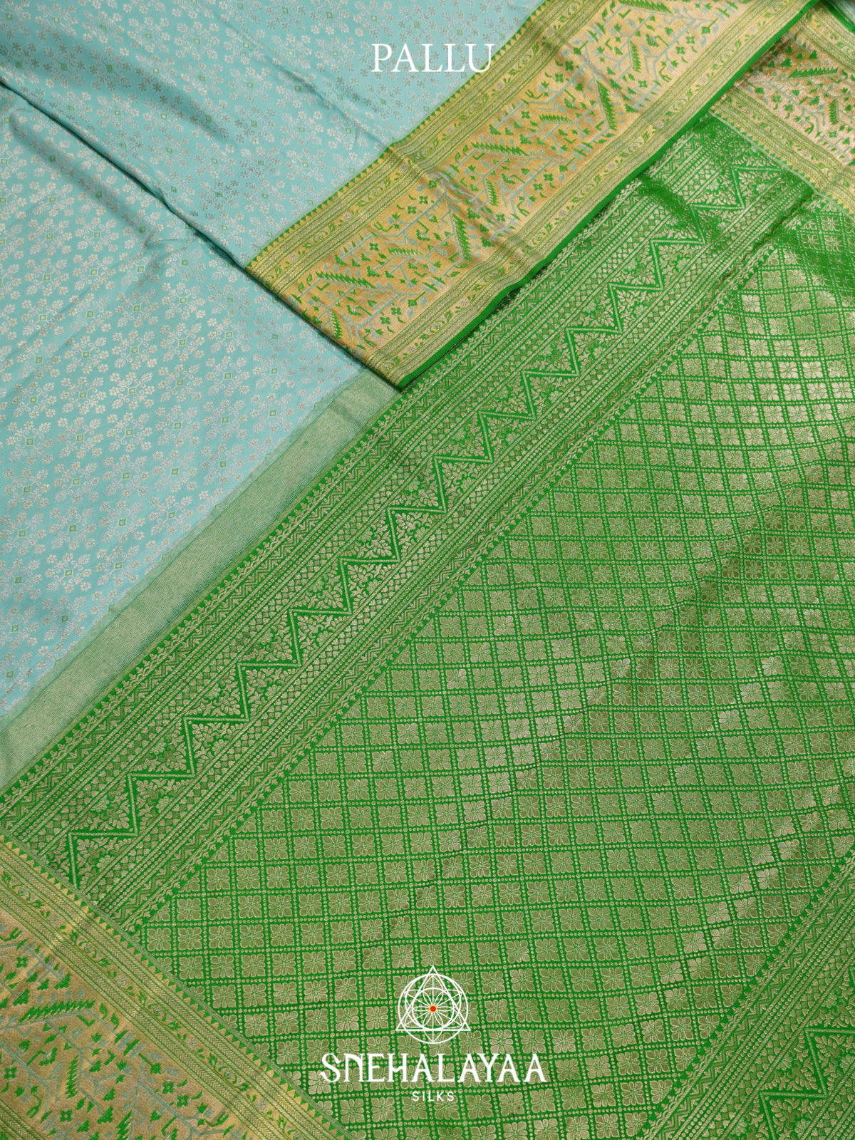 Mint Blue Kanjivaram Silk Saree