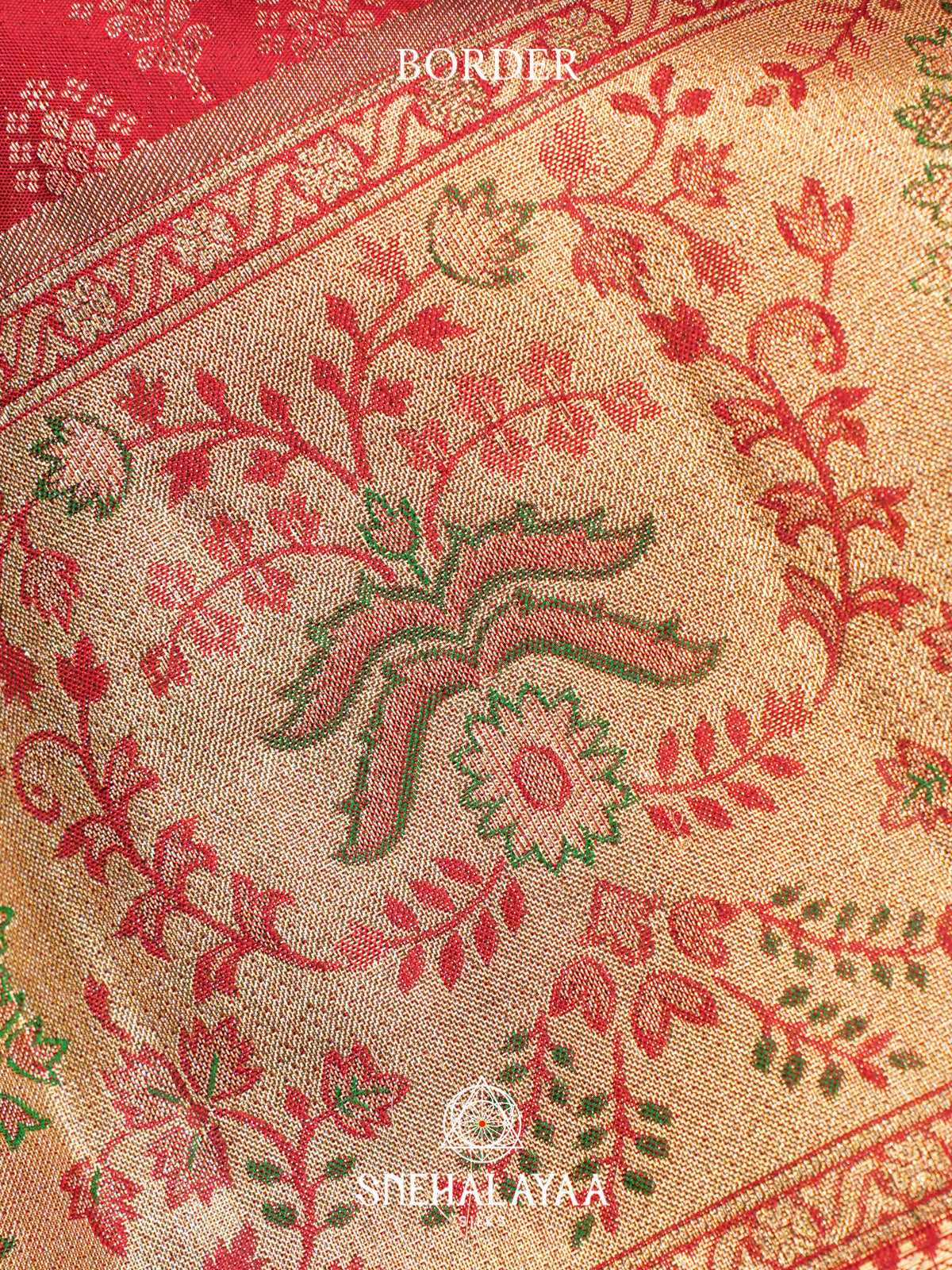 Coral Red Kanjivaram Silk Saree
