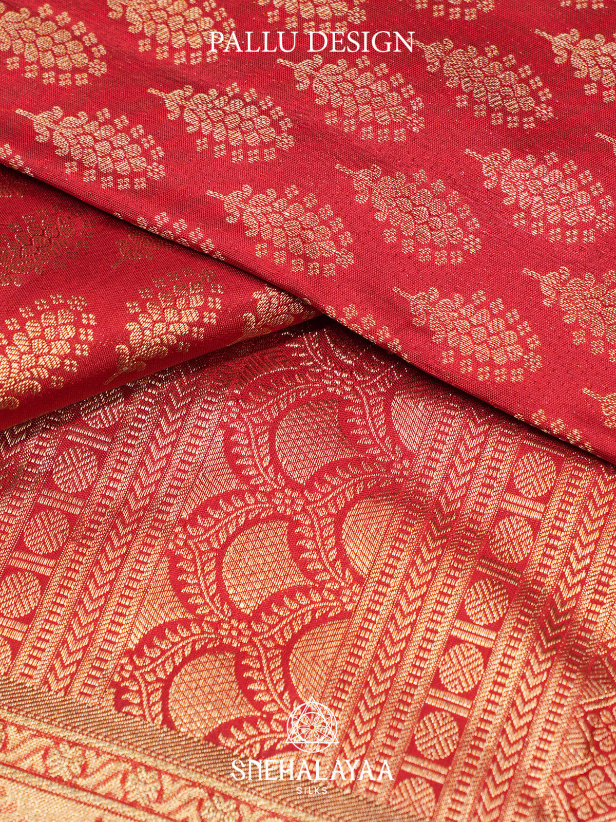 Coral Red Kanjivaram Silk Saree