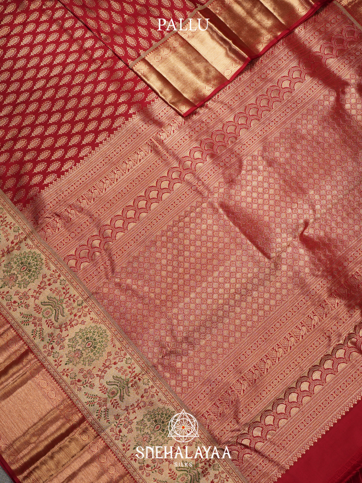 Coral Red Kanjivaram Silk Saree
