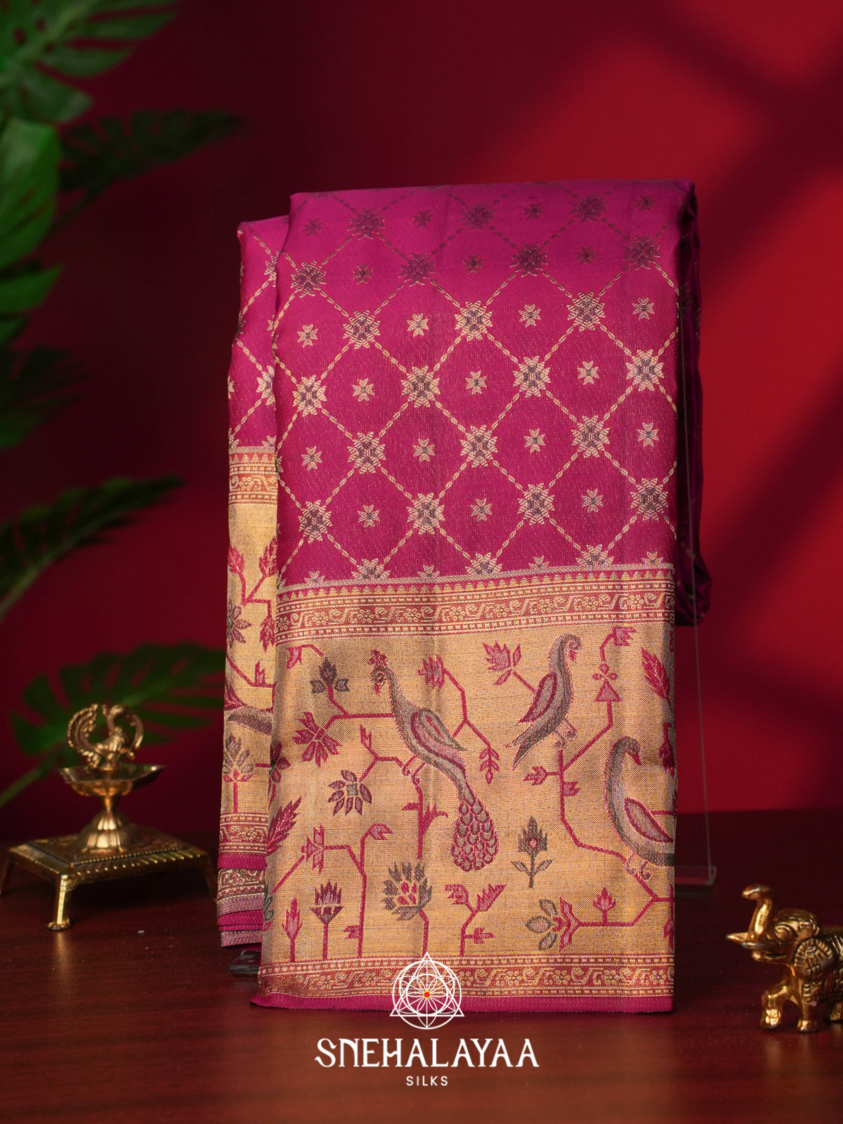 Fushsia Pink Kanjivaram Silk Saree