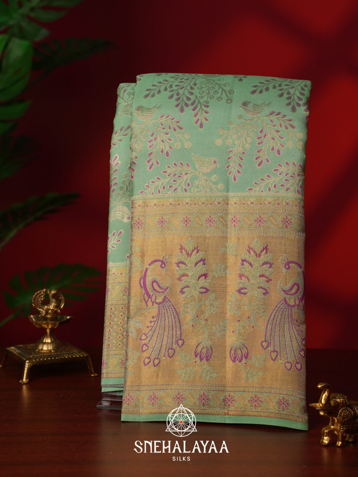 Mint Green Kanjivaram Silk Saree