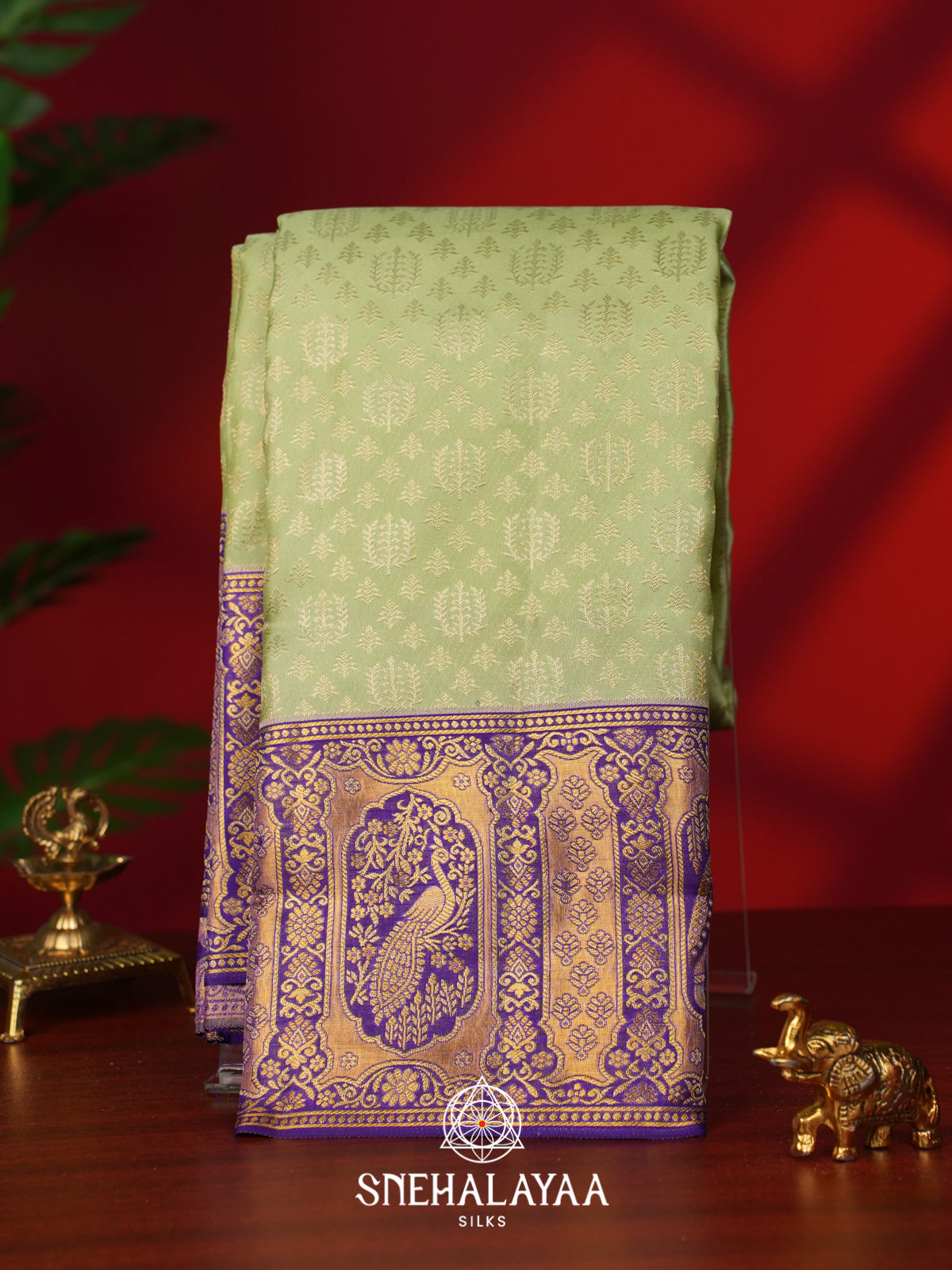 Pista Green Kanjivaram Silk Saree