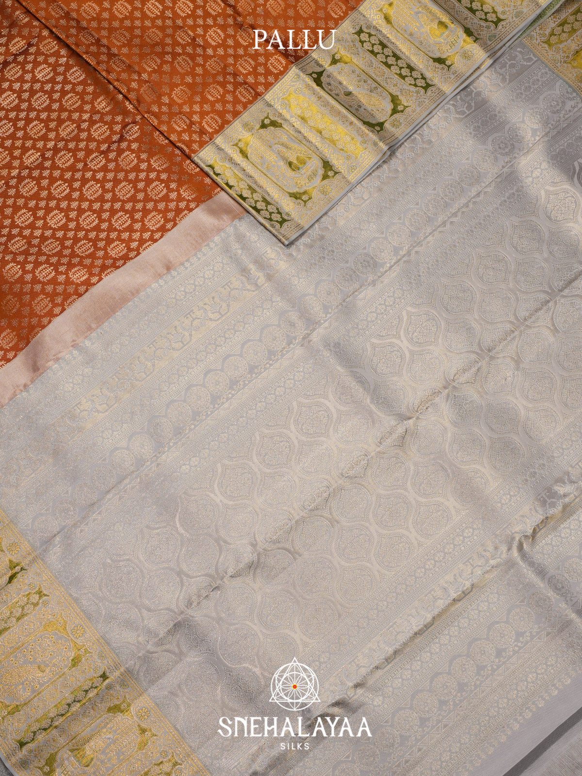 Burnt Orange Kanjivaram Silk Saree
