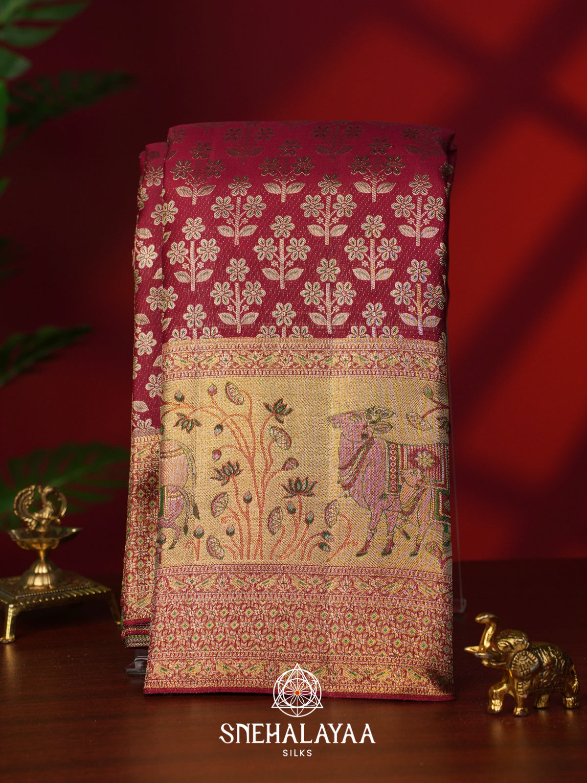 Fushsia Pink Kanjivaram Silk Saree