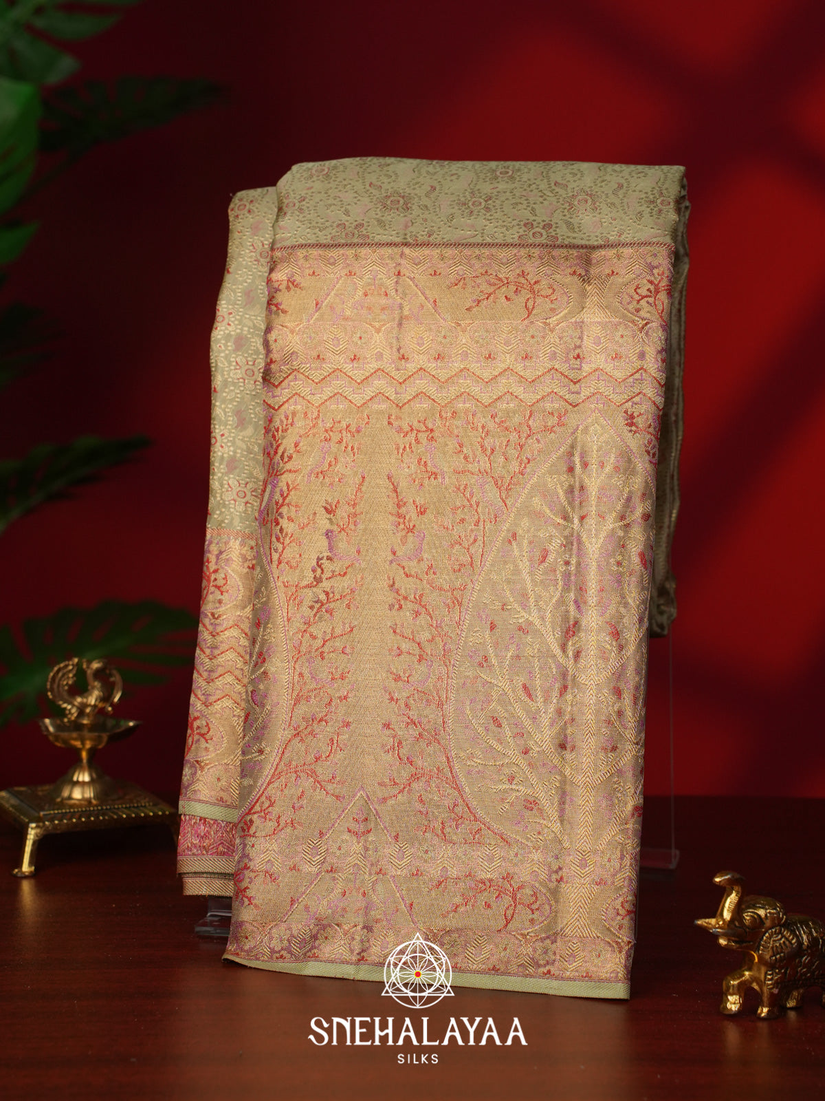Pista Green Kanjivaram Silk Saree