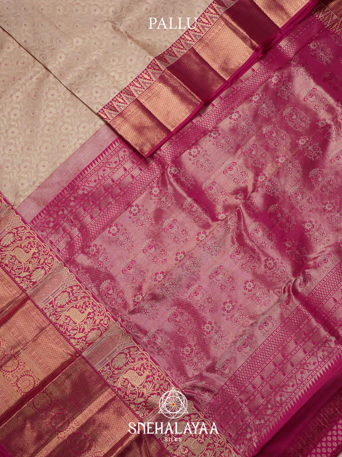 Cream Kanjivaram Silk Saree