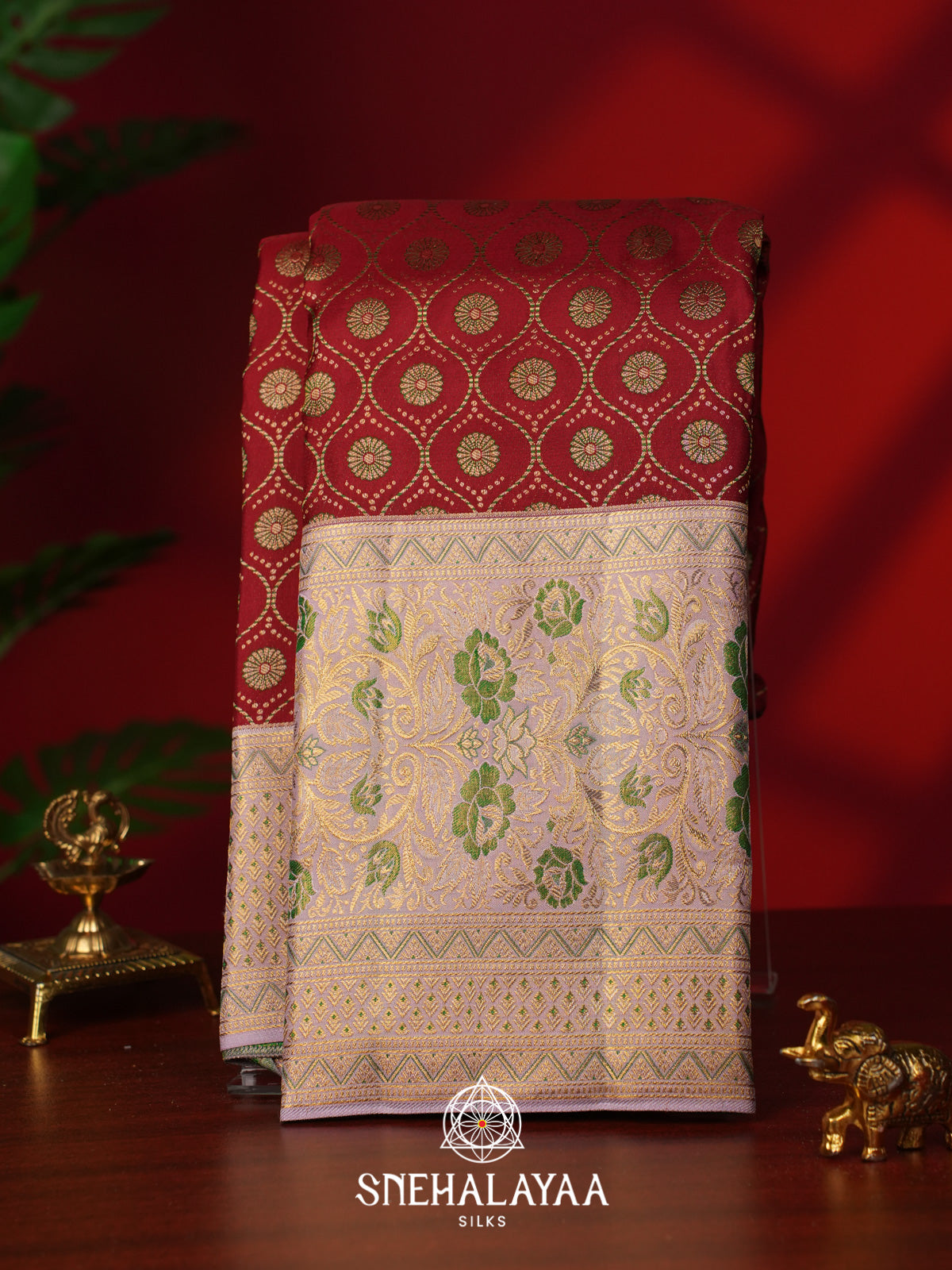 Marron Kanjivaram Silk Saree
