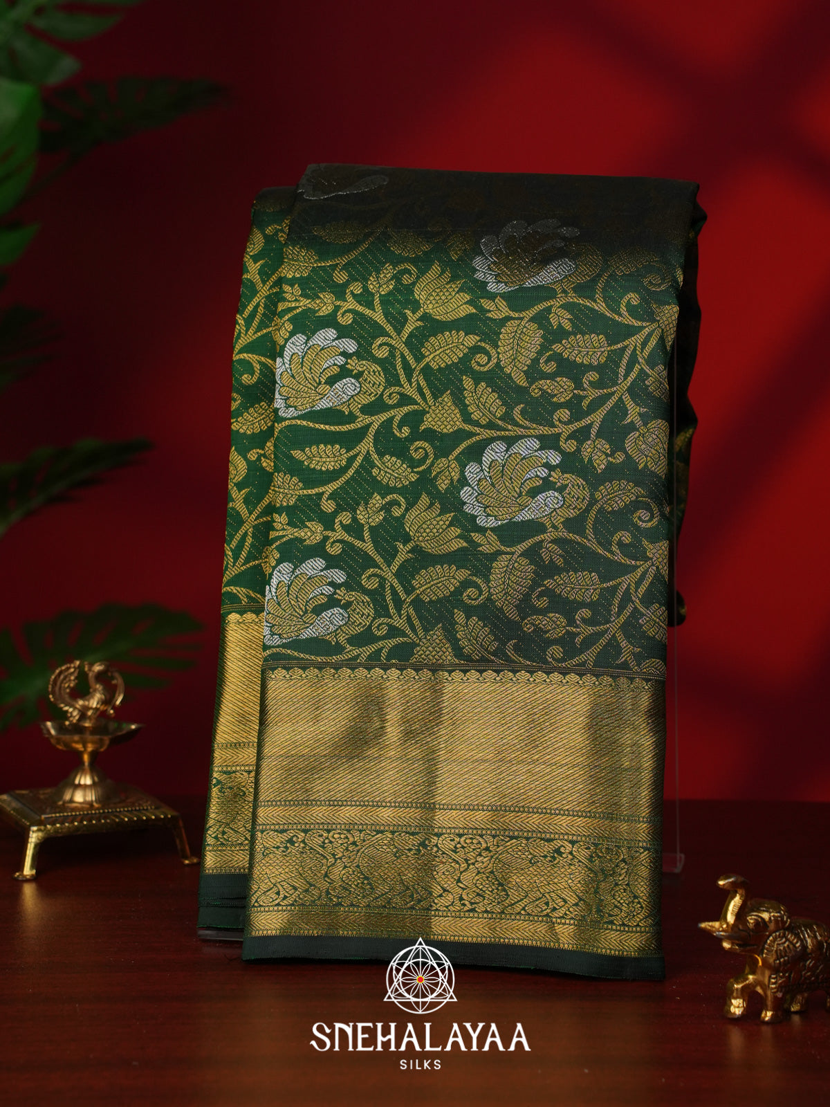 Emerald Green Kanjivaram Silk Saree