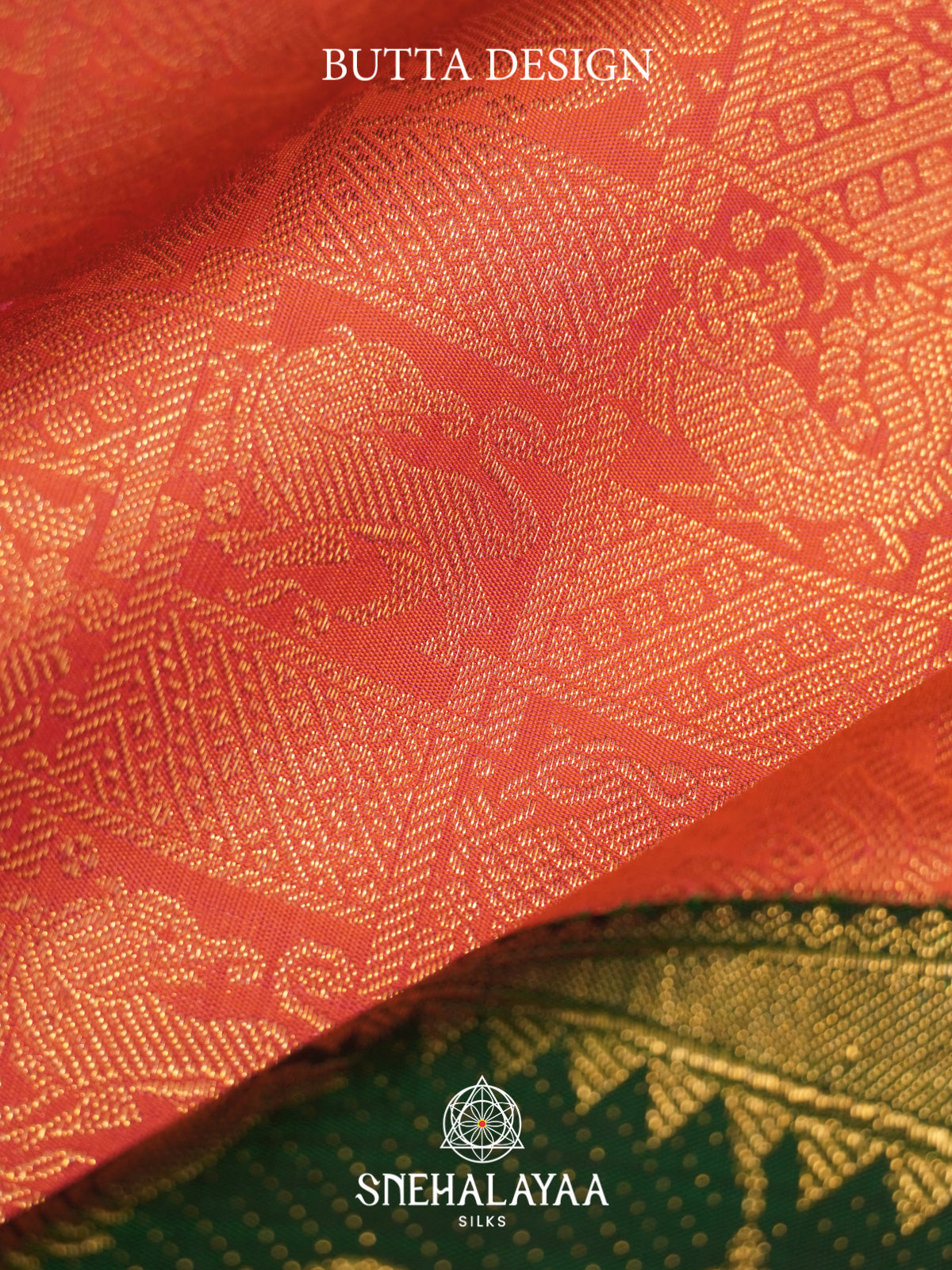 Coral Orange Kanjivaram Silk Saree