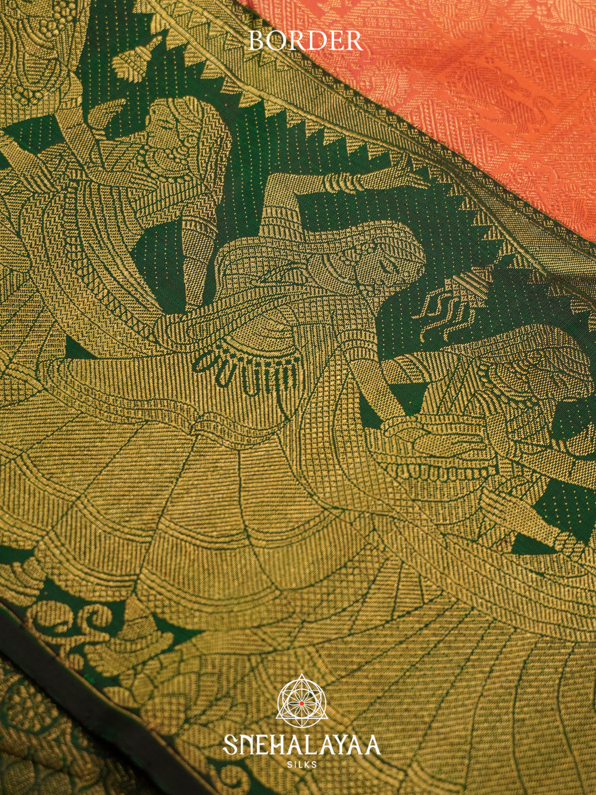 Coral Orange Kanjivaram Silk Saree