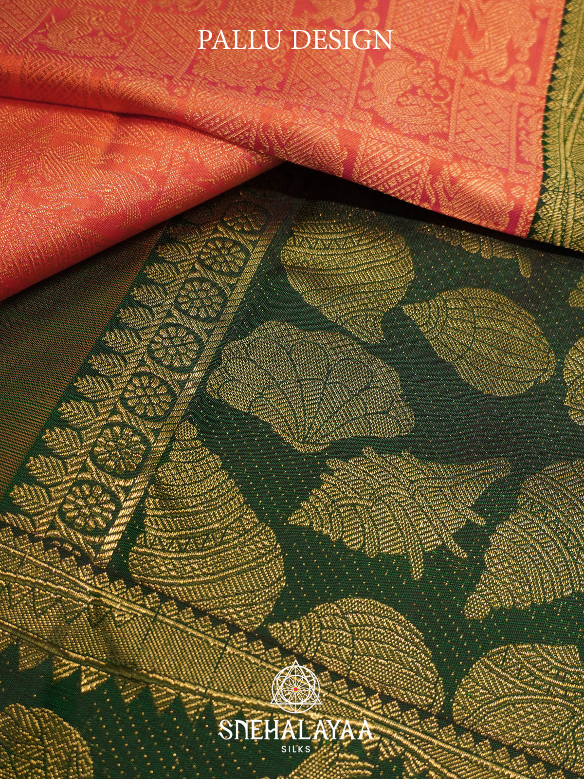Coral Orange Kanjivaram Silk Saree