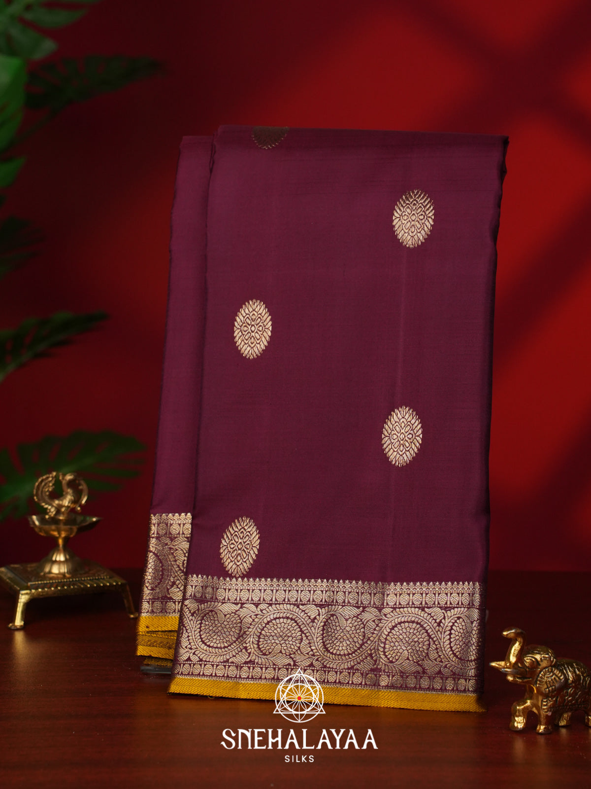 Wine Kanjivaram Silk Saree