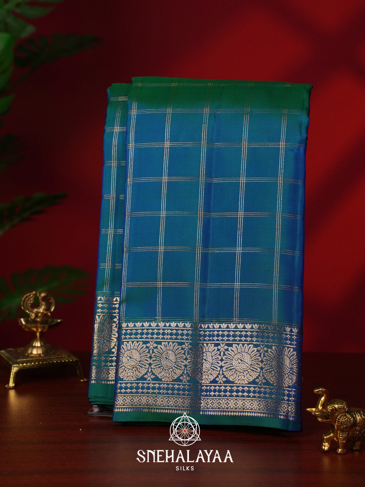 Peacock Blue Kanjivaram Silk Saree