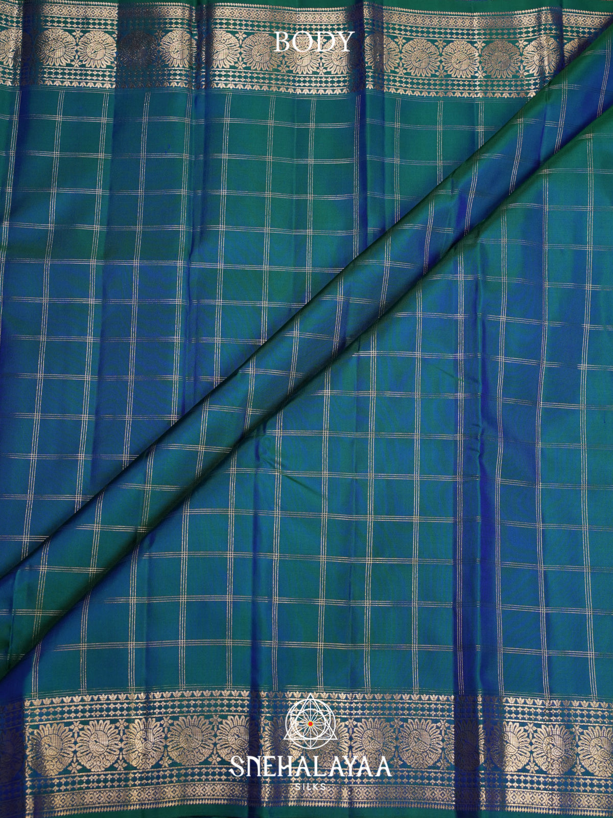 Peacock Blue Kanjivaram Silk Saree