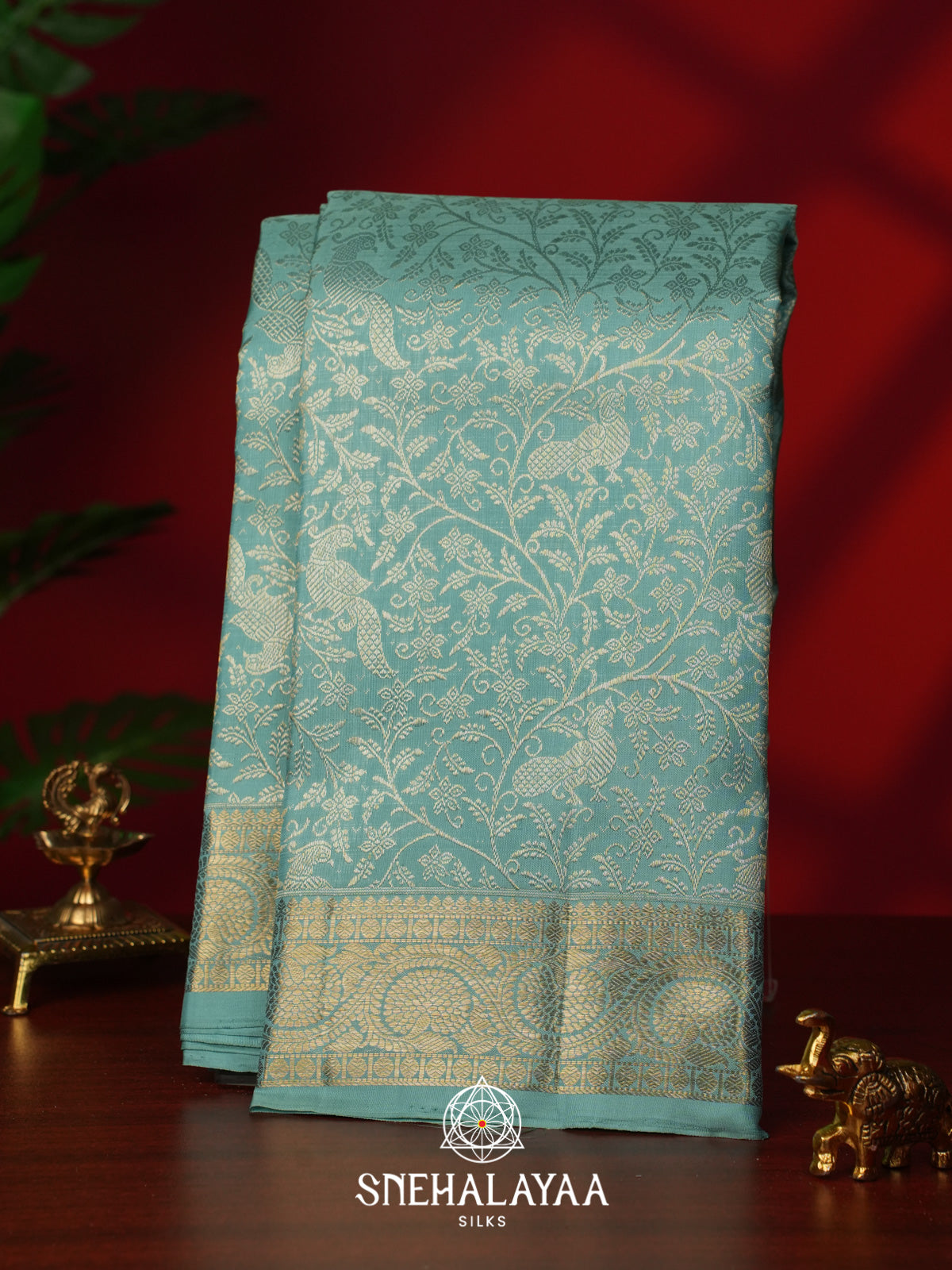 Mint Green Kanjivaram Silk Saree
