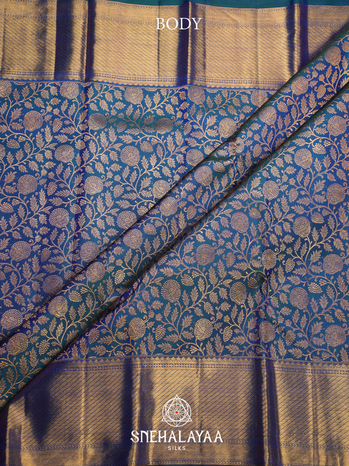 Peacock Blue Kanjivaram Silk Saree