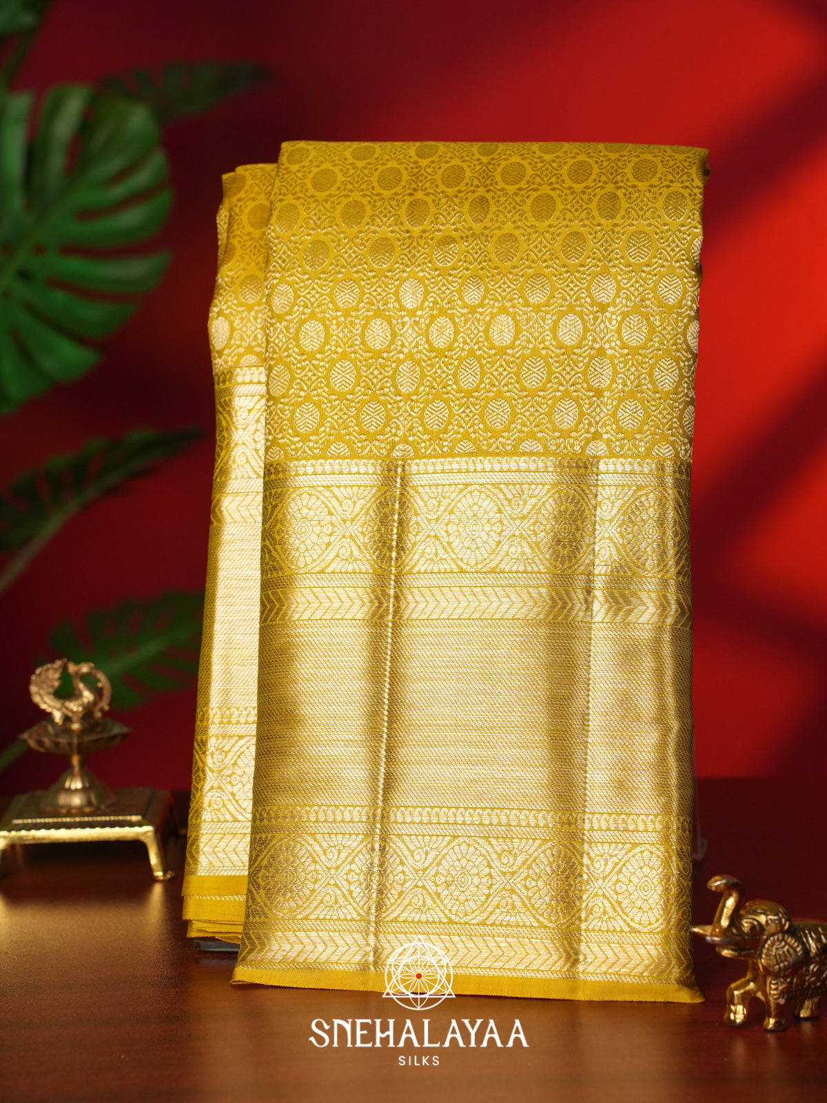 Lemon Yellow Kanjivaram Silk Saree