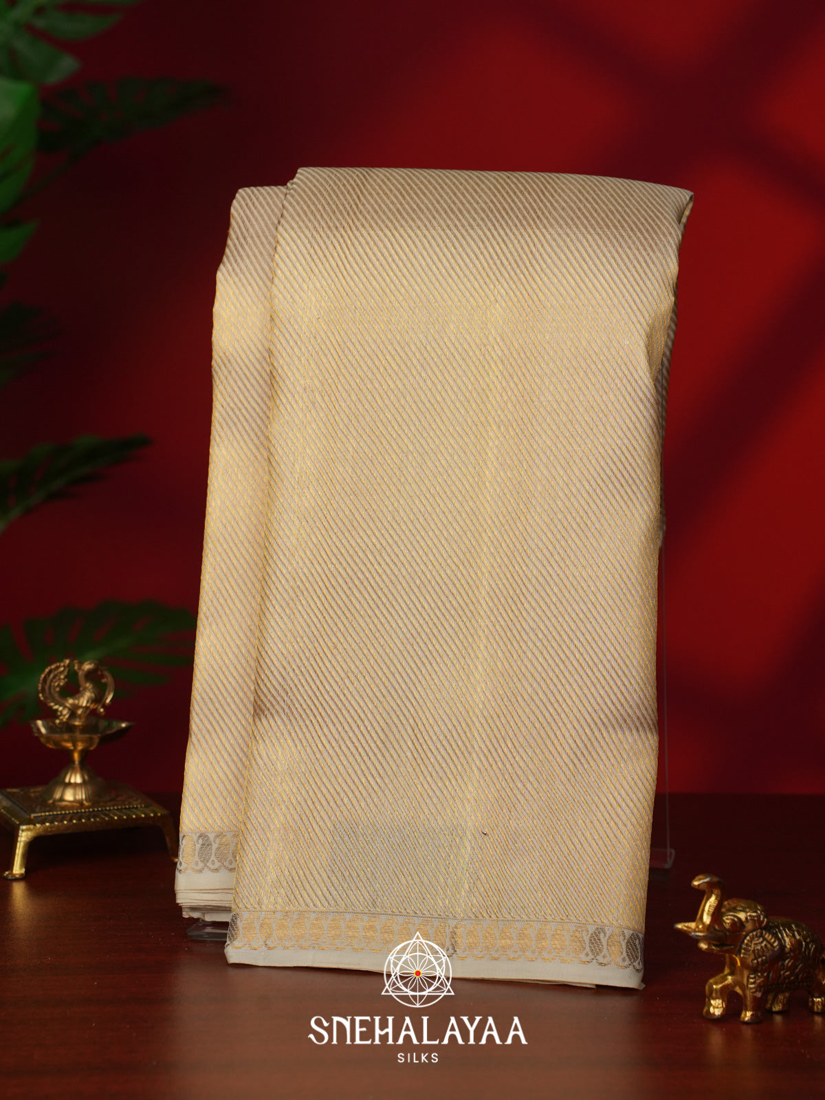 Pale Yellow Kanjivaram Silk Saree