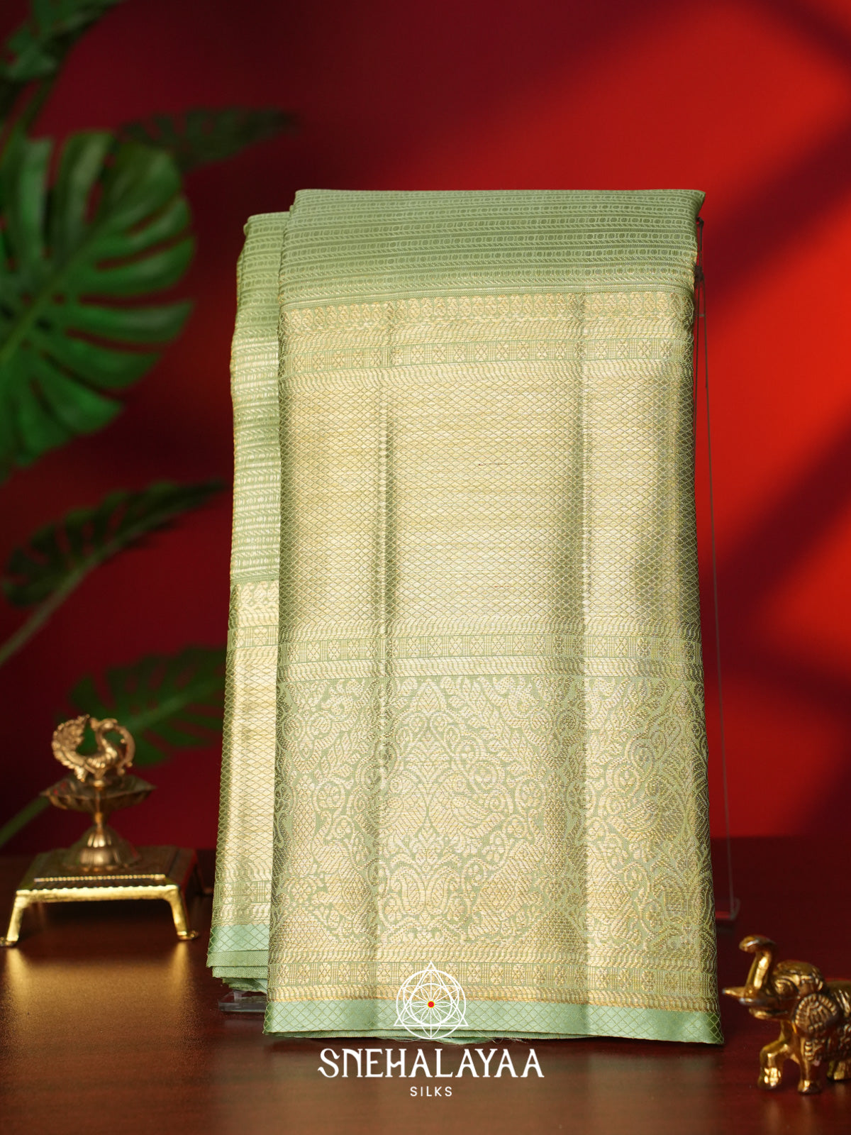 Pista Green Kanjivaram Silk Saree