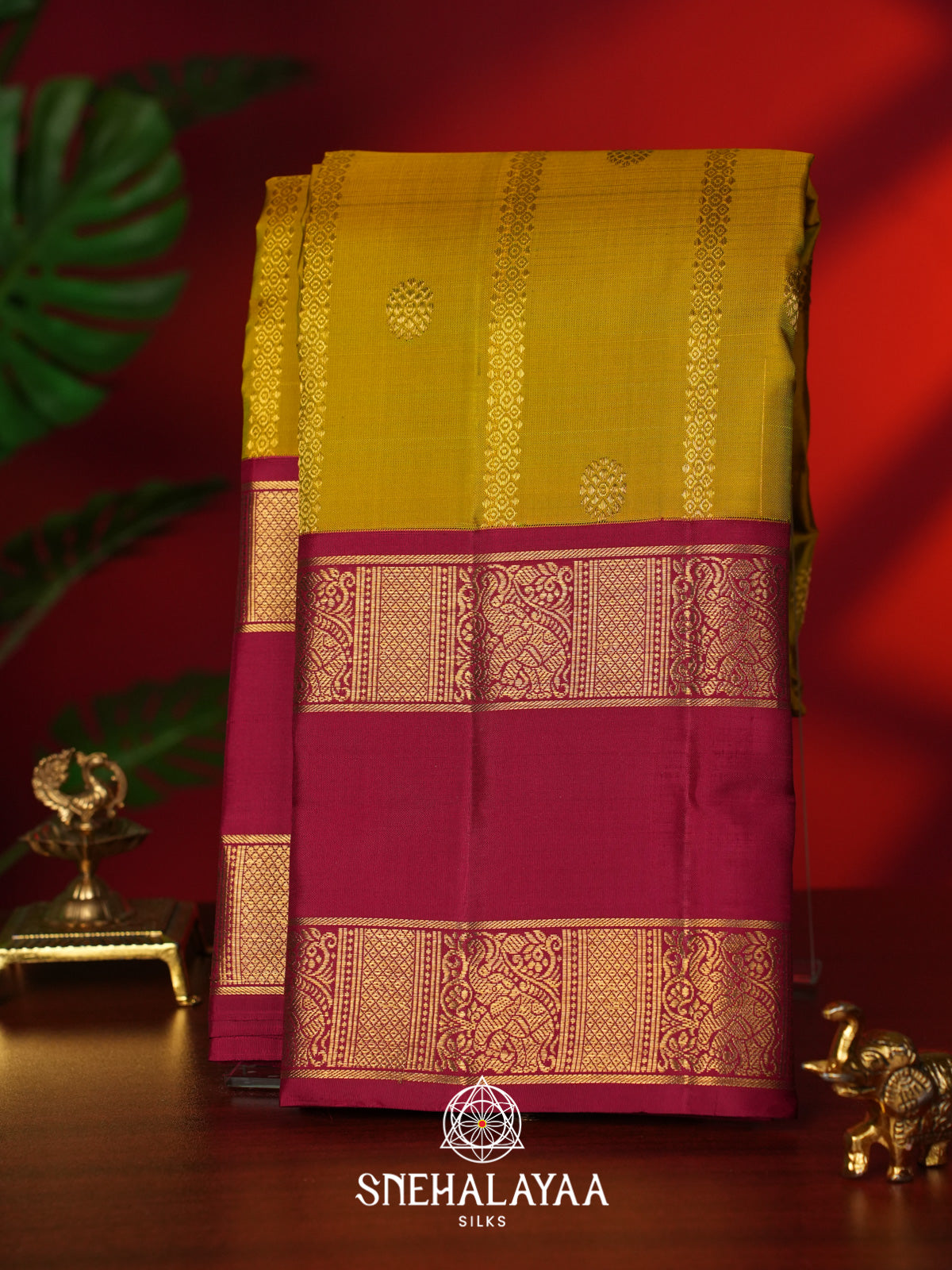 Mango Yellow Kanjivaram Silk Saree