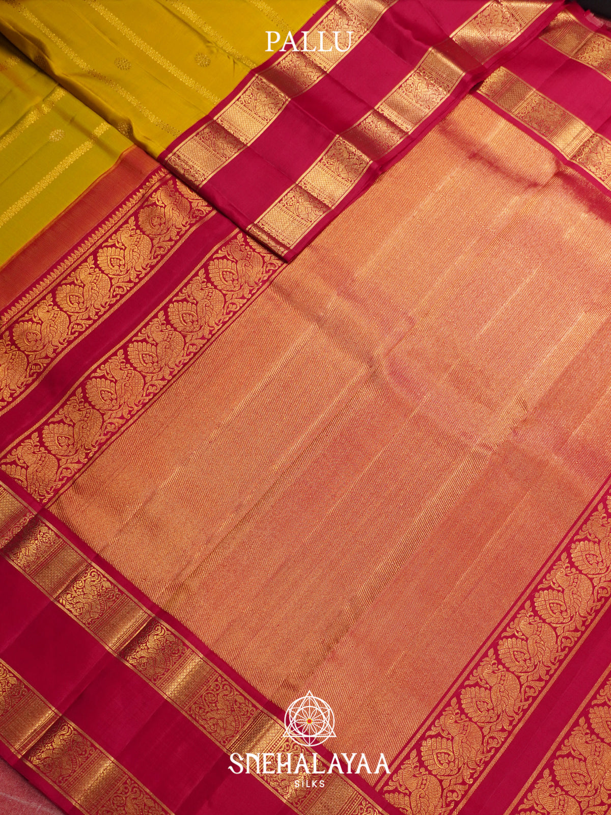 Mango Yellow Kanjivaram Silk Saree