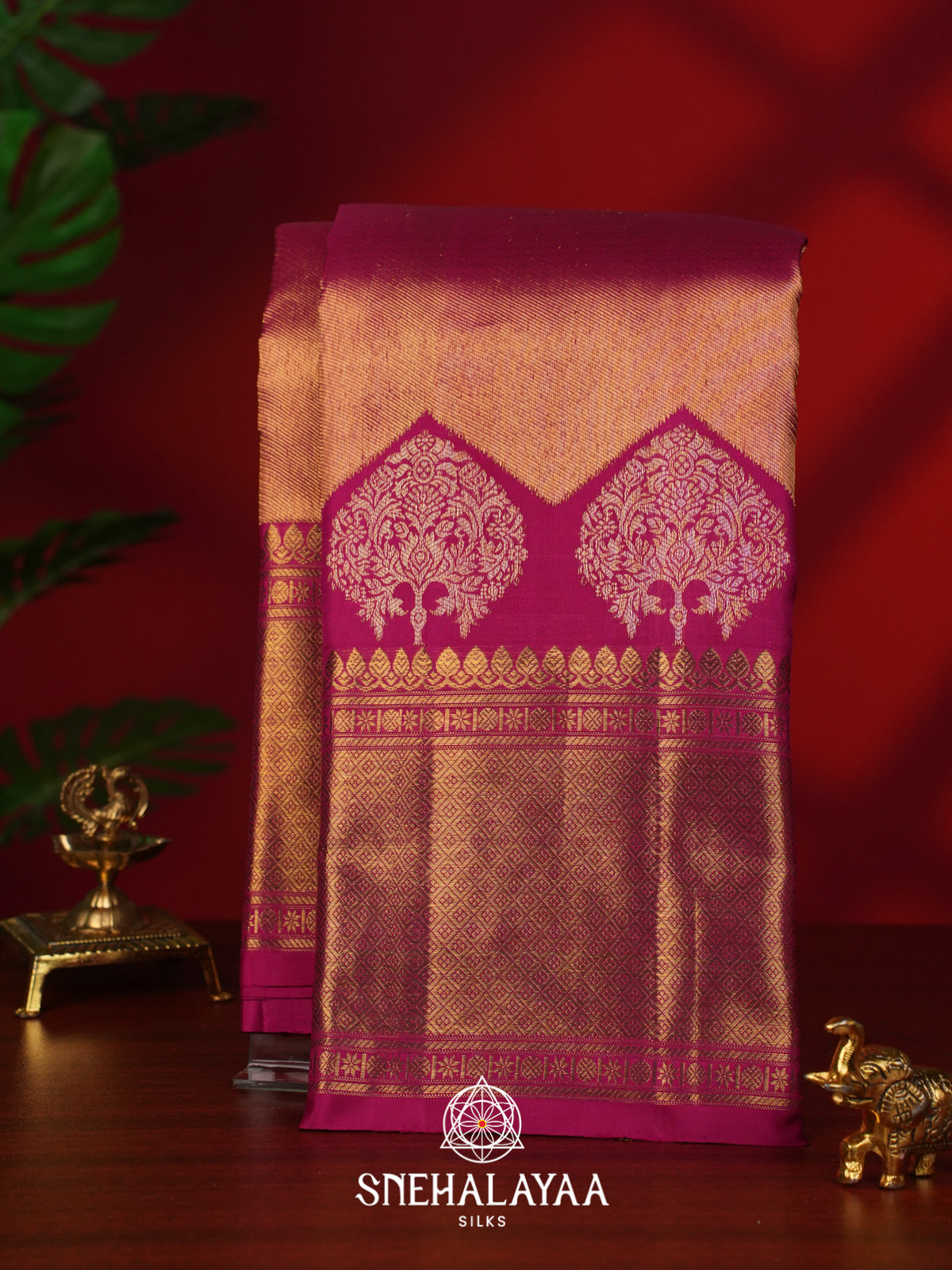 Copper Brown Kanjivaram Silk Saree
