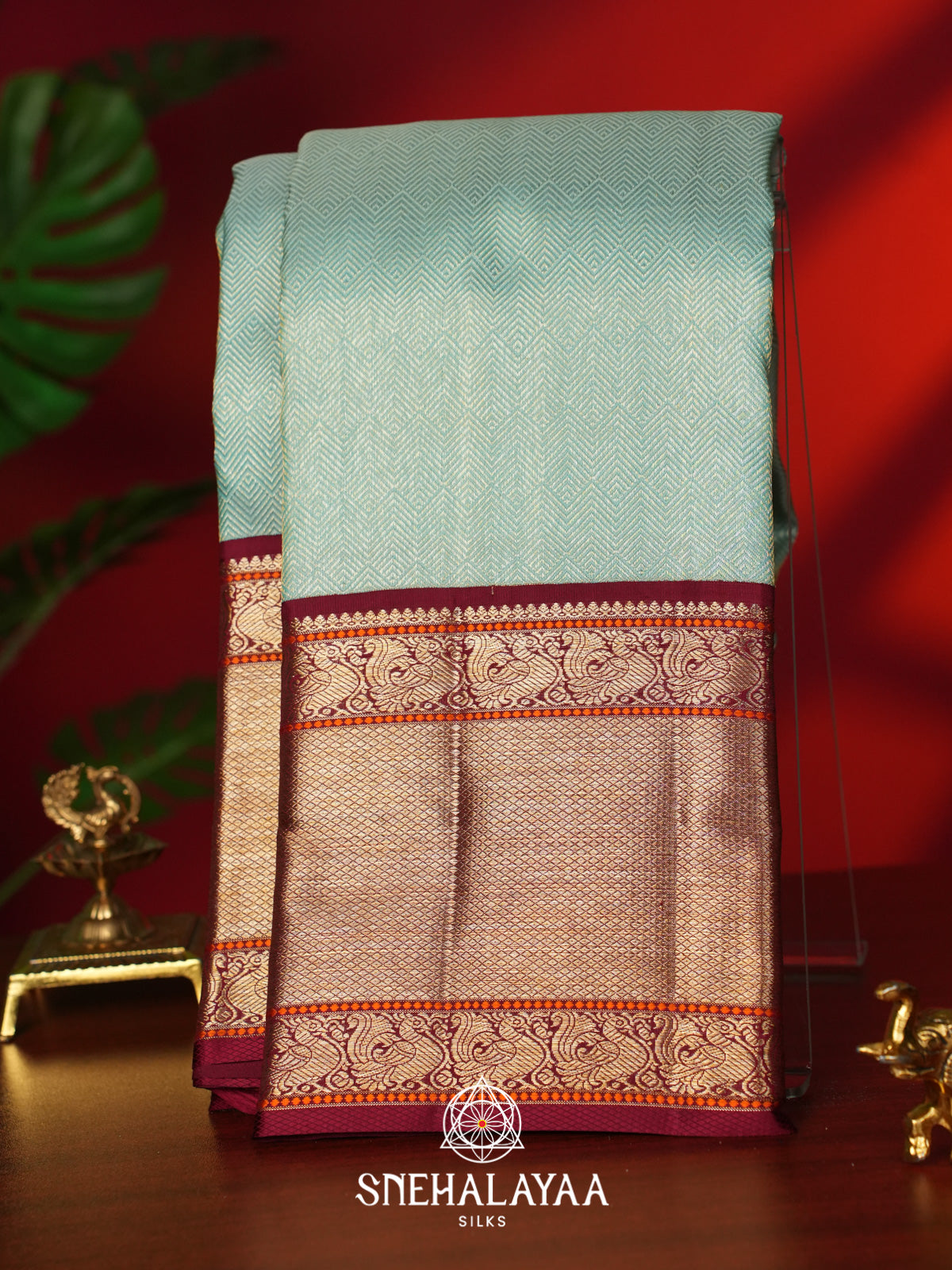 Mint Green Kanjivaram Silk Saree