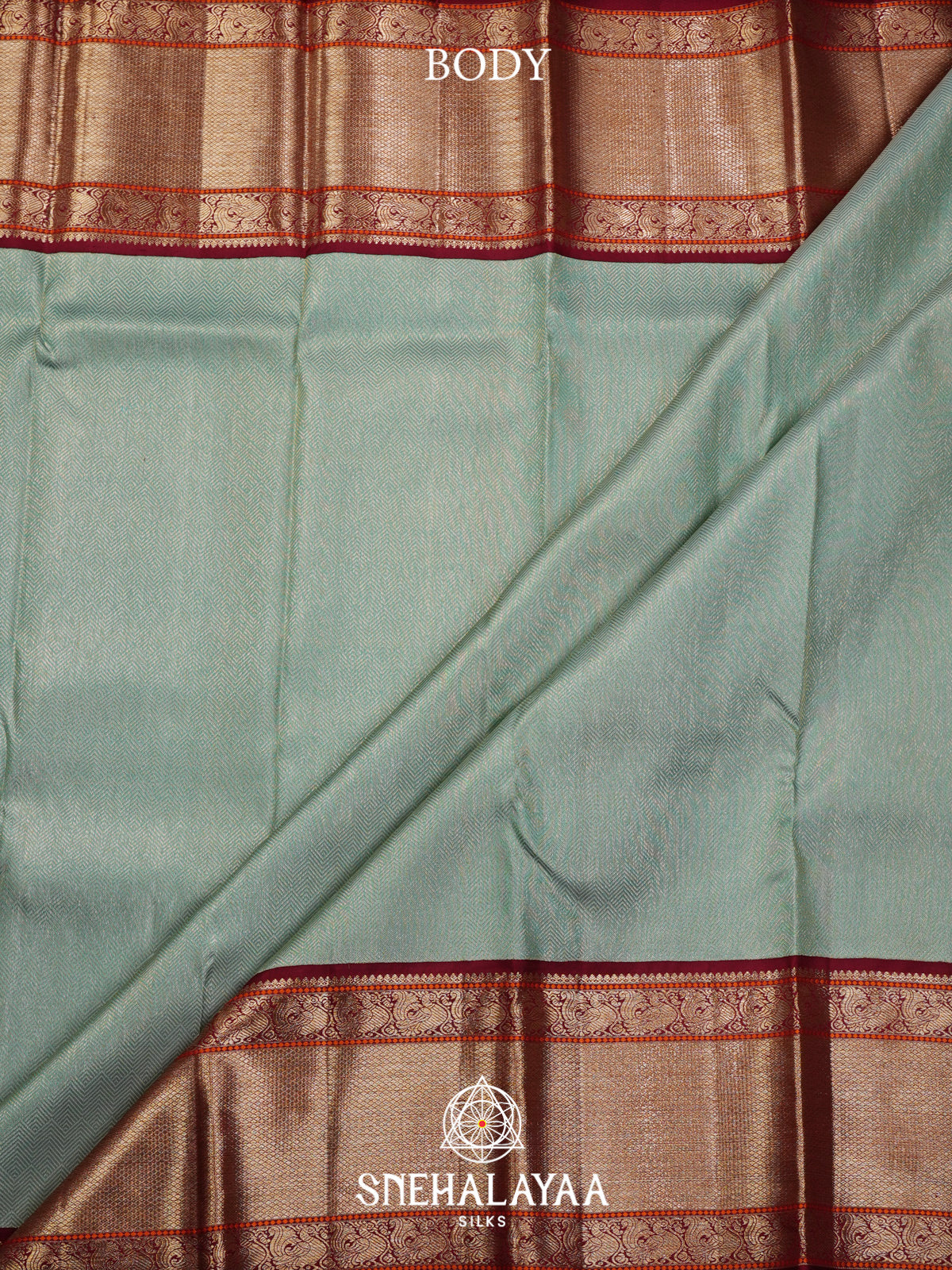 Mint Green Kanjivaram Silk Saree