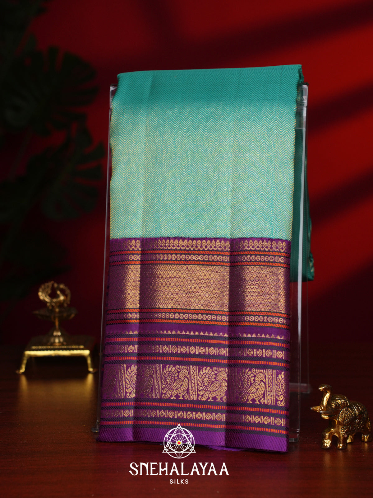 Teal Green Kanjivaram Silk Saree