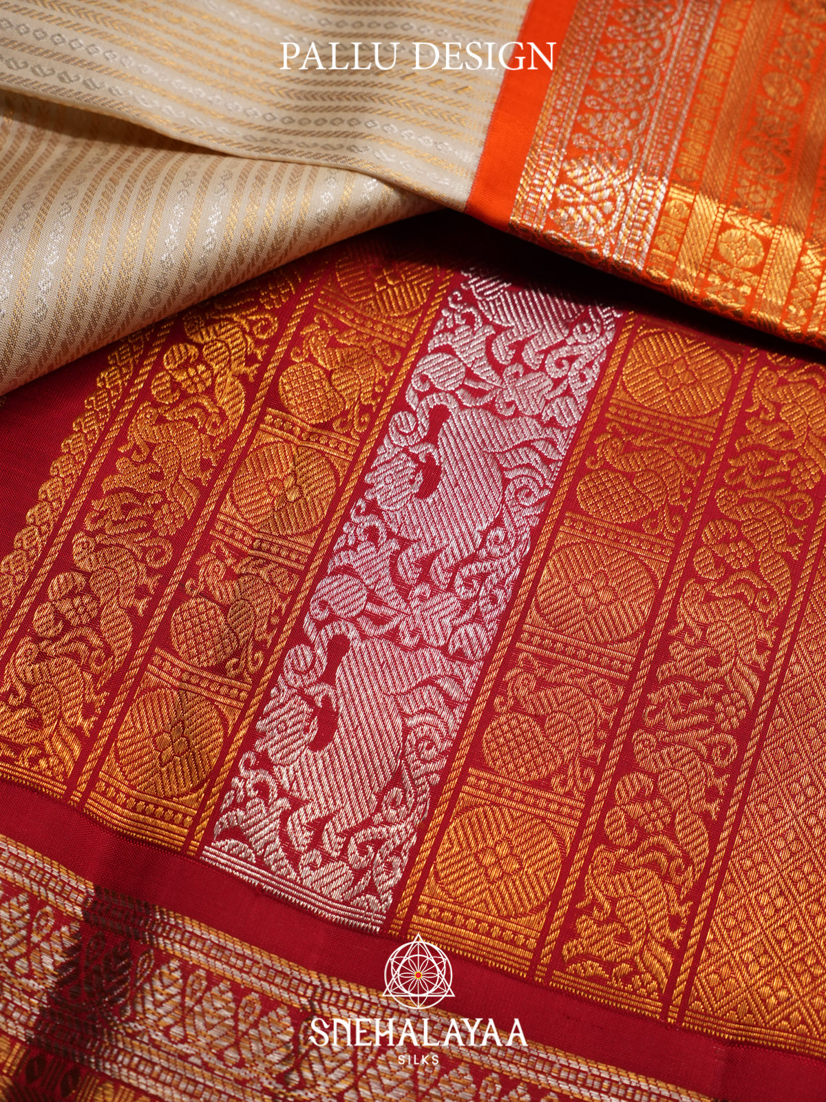 Cream Kanjivaram Silk Saree