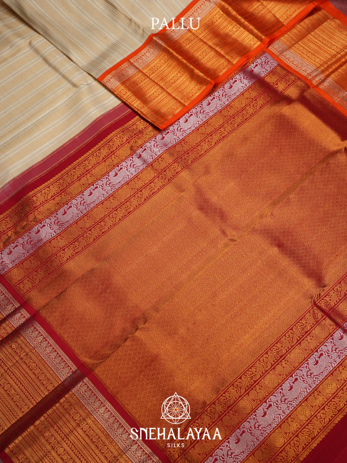 Cream Kanjivaram Silk Saree