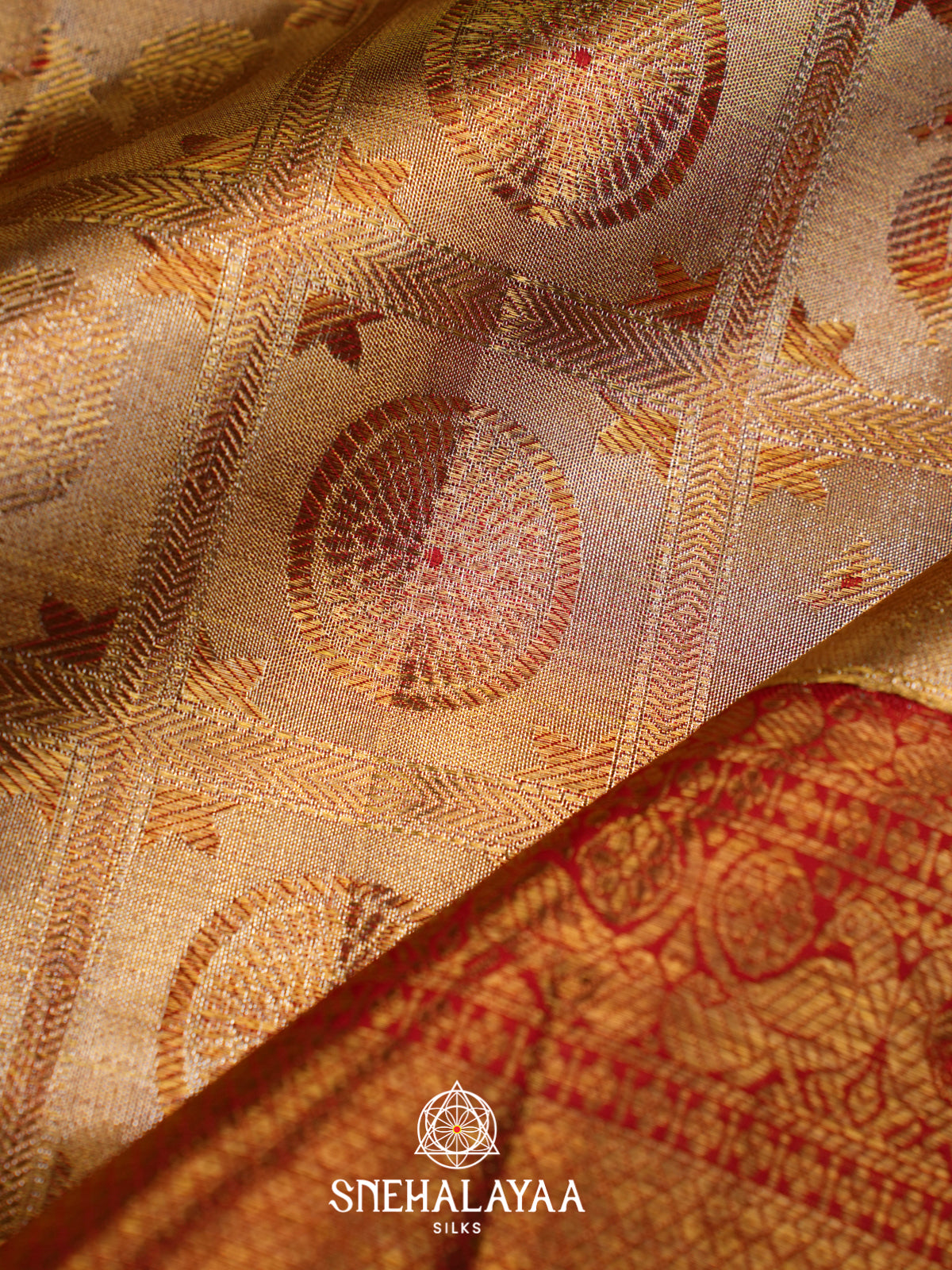 Beige Gold Kanjivaram Silk Saree