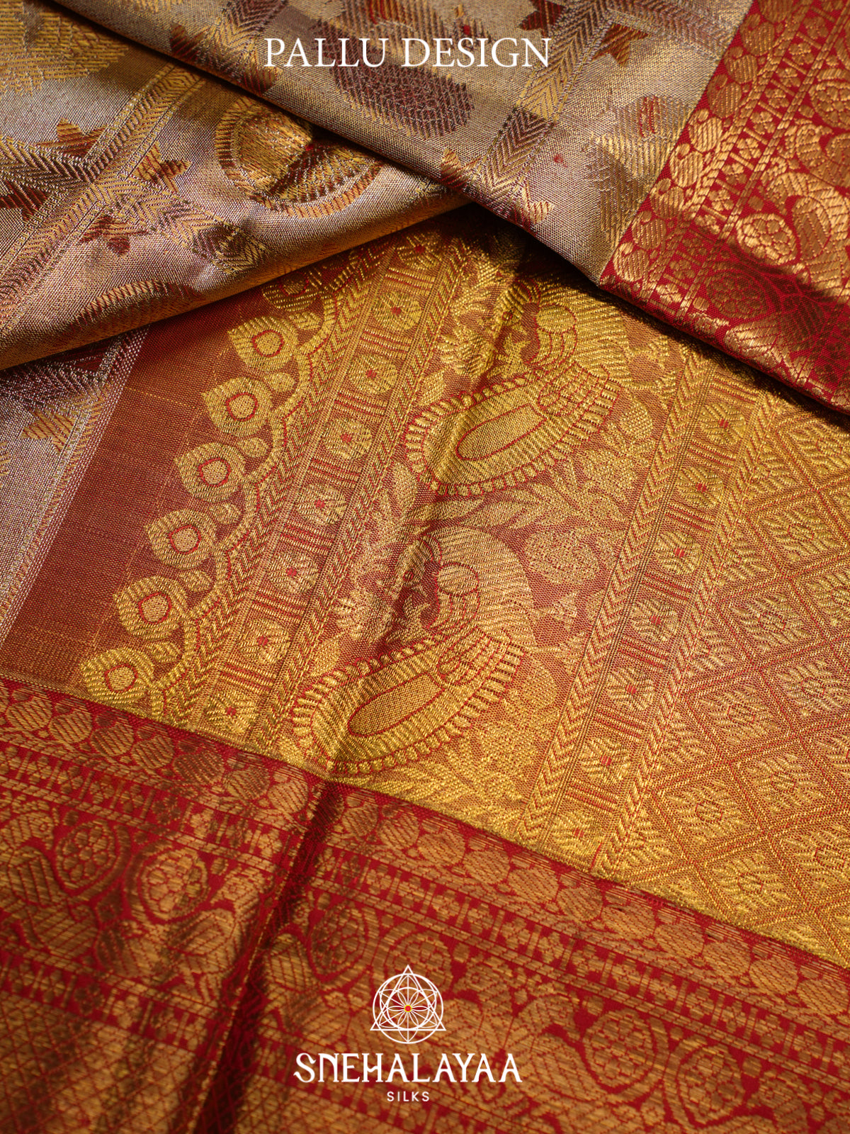 Beige Gold Kanjivaram Silk Saree