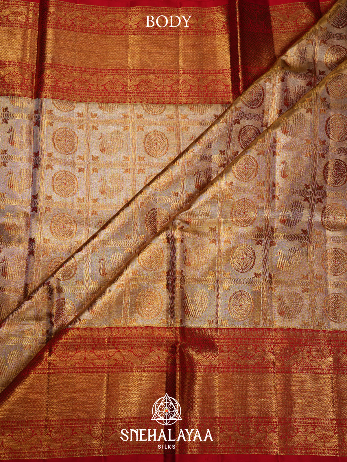 Beige Gold Kanjivaram Silk Saree