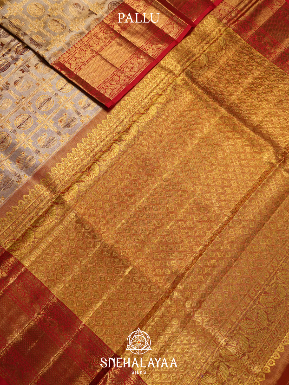 Beige Gold Kanjivaram Silk Saree