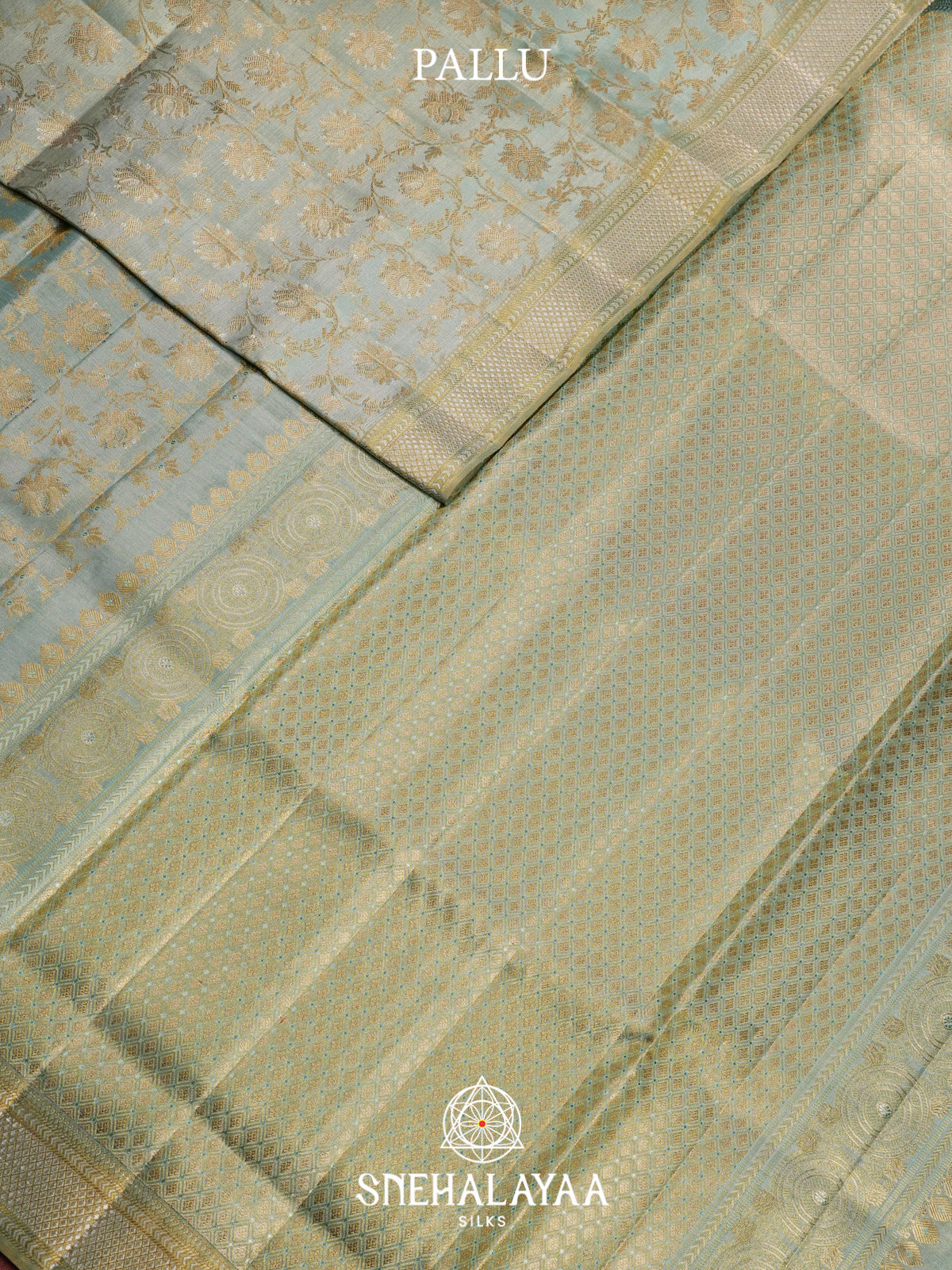 Mint Green Kanjivaram Silk Saree