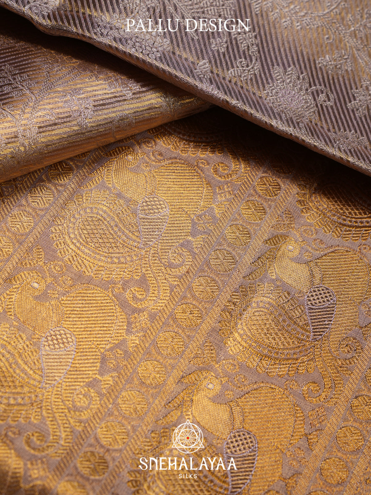 Beige Gold Kanjivaram Silk Saree