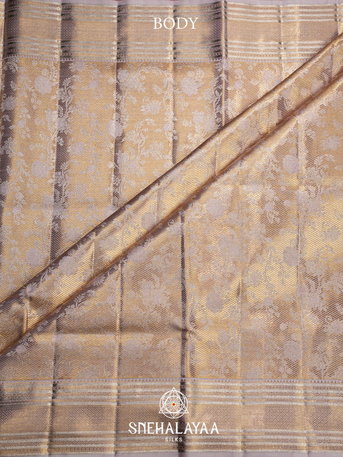 Beige Gold Kanjivaram Silk Saree